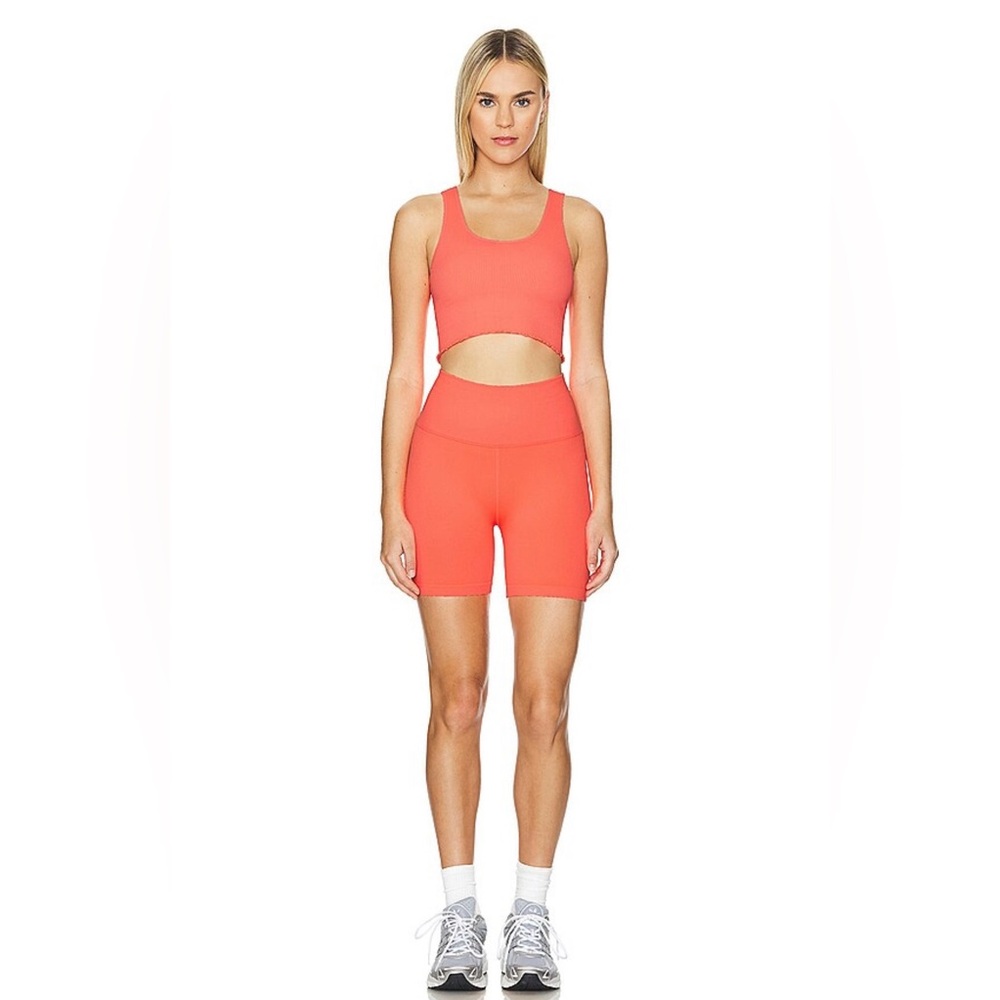 Spiritual Gangster Love Sculpt 5' Biker Short in Neon Coral Size Xs/S NWT